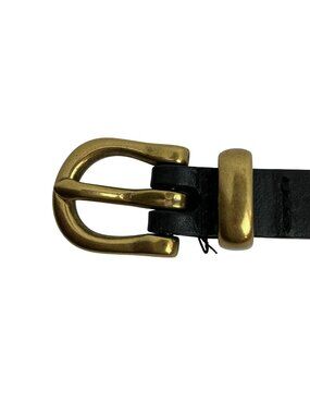 New Fossil Chain Link Leather Belt With Brass Hardware Womens Small Black Gold